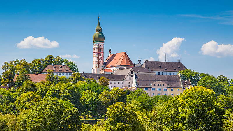 Andechs, Andechs Monastery, Benedictine, Travel, Tourism, Building Exterior, Beer Bottle, Ammersee, Landscaped, Catholicism, Starnberg, Brewery, Pilgrimage, Abbey, Christianity, Religion, Baroque Style, History, Spirituality, Order, Green Color, Blue, German Culture, Cultures, Famous Place, Architecture, Nature, Urban Scene, Munich, Upper Bavaria, Bavaria, Germany, Europe, Tree, Summer, European Alps, Mountain, Hill, Landscape, Sky, House, Monastery, Cathedral, Church, Tower, Built Structure, Urban Skyline, City, Village, Town, Beer - Alcohol, Benediktiner