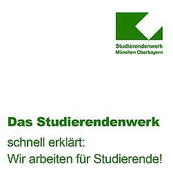 Flyer mit der Aufschrift "Das Studierendenwerk schnell erklärt: Wir arbeiten für Studierende