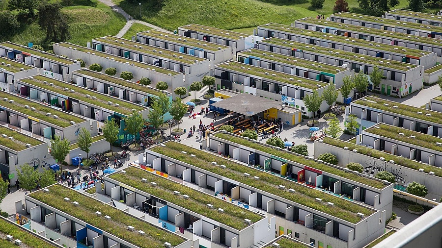 Luftbild des olympischen Dorfes