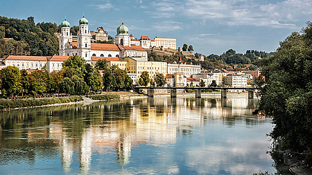 Passau, Passau city, Lower Bavaria, Germany, river, Danube, Inn, Ilz, largest church pipe organ, City of Three Rivers, Saint Stephen's cathedral, cultural heritage, urban scene, travel destination, Dreiflussestadt, town, shipping, city, architectural theme, organ, panorama, church, buildings, architecture, old, Bavaria, beautiful, travel, sunset, tourism, reflection, water, famous, bridge, German, outdoors, bavarian, travelling, catholic, landmarks, cathedral, blue, urban, rivers, beauty, architectural, mirroring, summer, trees, waterfront, clouds, tower, ancient