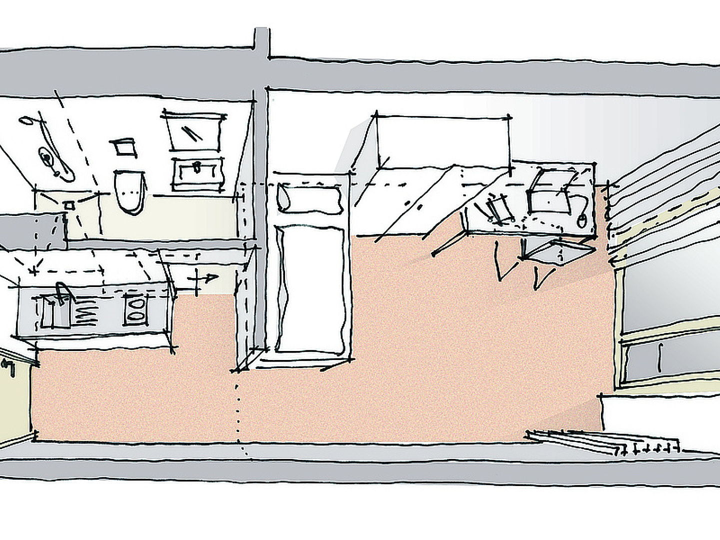 Skizze Einzelapartment