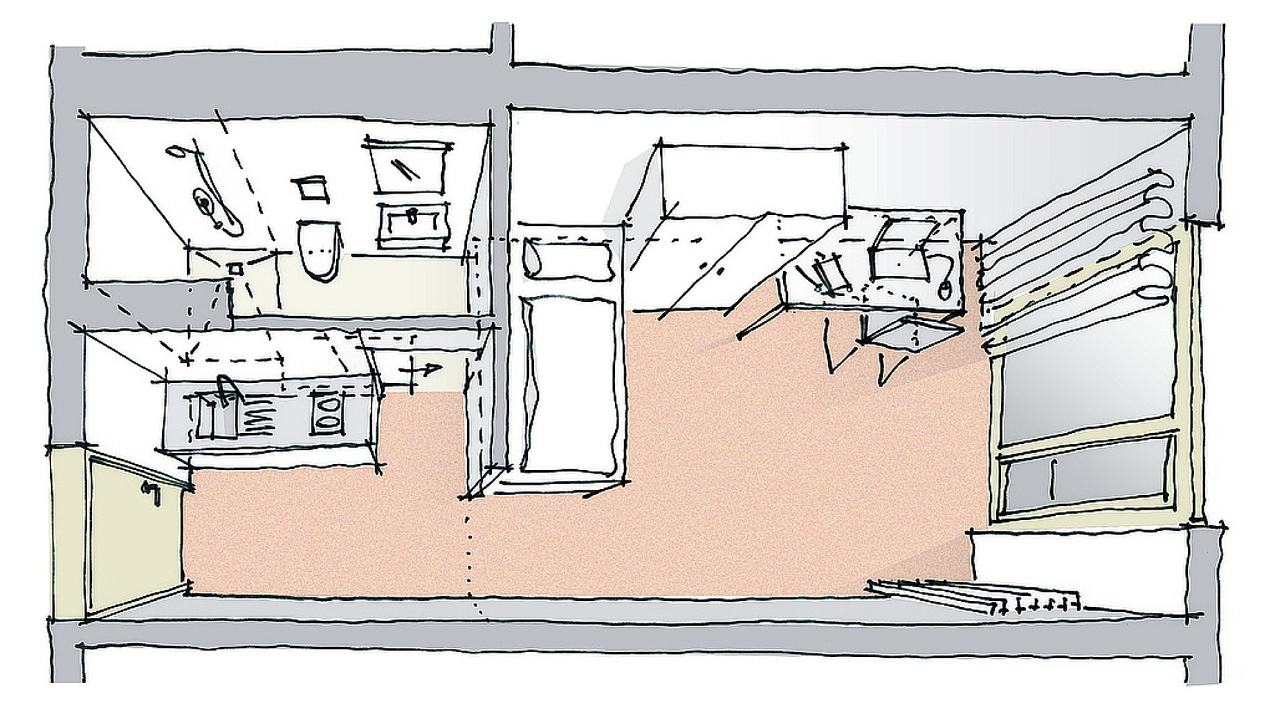 Skizze Einzelapartment